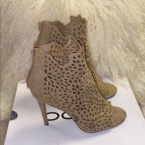Heeled peep toe booties